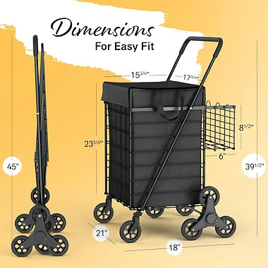 Folding Shopping Cart with Double Baskets  Heavy Duty Capacity - Image 2 of 4
