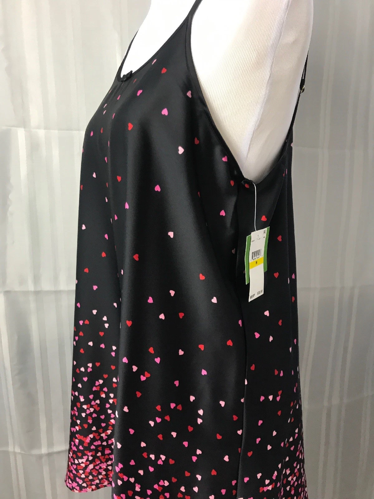 Kate Spade Chemise Gown Black Pink Red Hearts Womens Sz Medium MSRP $78