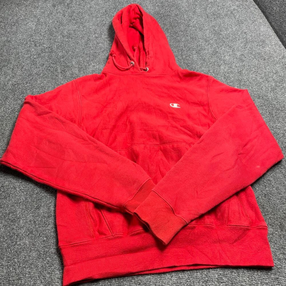 Champion Men's Red Hoodie Pullover Long Sleeve Reverse Weave Size X-Small