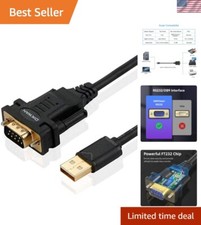 USB to RS232 DB9 6ft Male Adapter, Fast FTDI Chip for Serial Device Connection