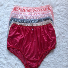 6 Big Underwear Granny panties Soft Silky Nylon Full Briefs Woman Waist 42"-50"