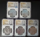 2021 MORGAN & PEACE SILVER DOLLAR NGC MS70 FIRST DAY OF ISSUE- 5 COIN SET