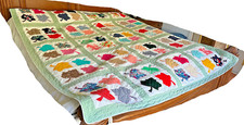 VINTAGE HOME MADE PATCHWORK HAND QUILTED QUILT KING SIZE 78X94 BLANKET
