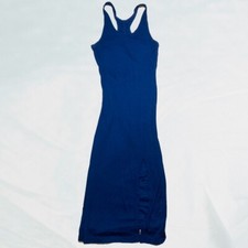 NWT Heather by Bordeaux Blue Bodycon Ribbed Backless Midi Dress With Slit
