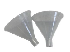 (Lot of 2) Laboratory Plastic 100mm Powder Funnels w/ Short Stem
