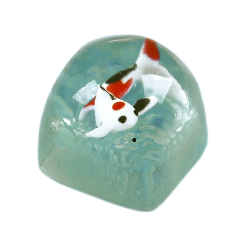 Mechanical Keyboard Keycaps for MX-Cross Hole Personality Transparent Koi Fish