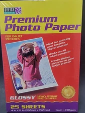 New Factory Sealed Premium InkJet  Photo Paper 4"x6" w/ 25 Sheets made in Italy