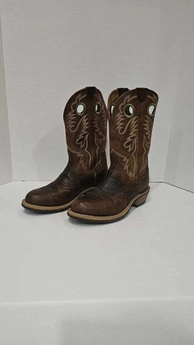 Ariat Mens Ranchero Western Leather Boots Size 10.5D Brown & Green