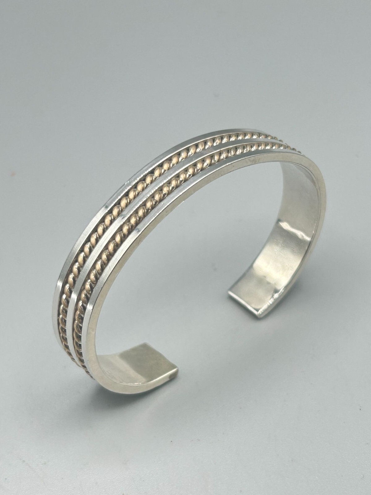 Solid STERLING SILVER Cuff Bracelet 925 OPS Signe… - image 3