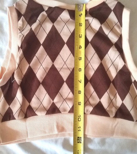 Shein Kid's Short Sleeve Sweater Vest Tan/Brown Diamond Size 4 NWT - Picture 4 of 5