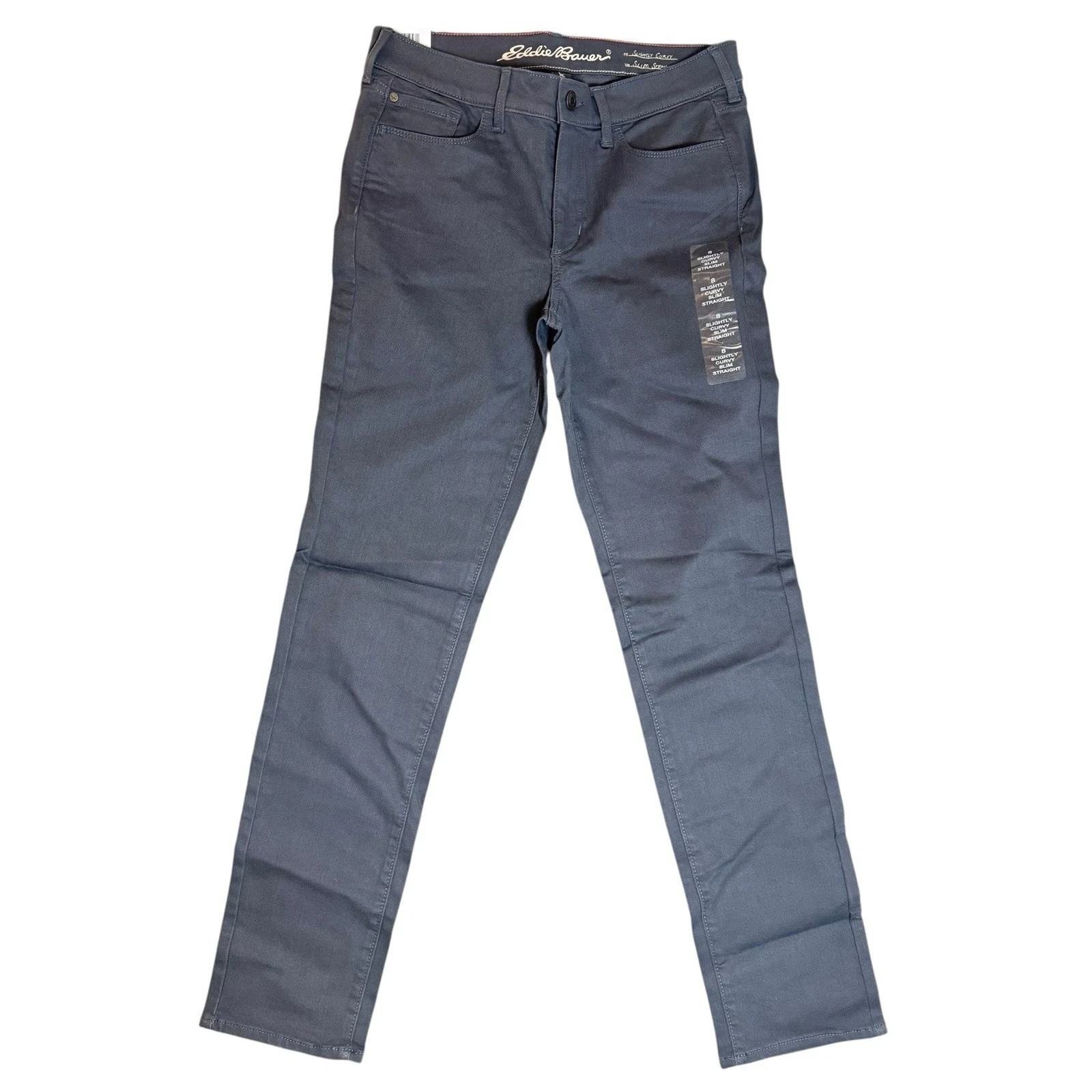 Eddie Bauer Women's Size 8 Gray Slightly Curvy Slim Straight Chino Pants NWT