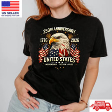 USA Patriotic Shirt 250 Years of Freedom 1776 2026 America Tee