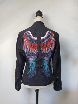 JET SET Jacke Gr. 36 Backprint Gothic Engel Angel Wing Damen Anorak Biker Rocker