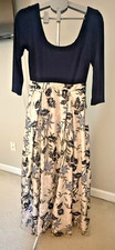 Navy Blue Sequin embroidered floral BHLDN ball gown size 4/6 petite