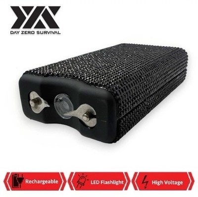 Tiger-USA Xtreme  96 Mill *BLACK* Bling Rechargeable Stun Gun & Flash Light