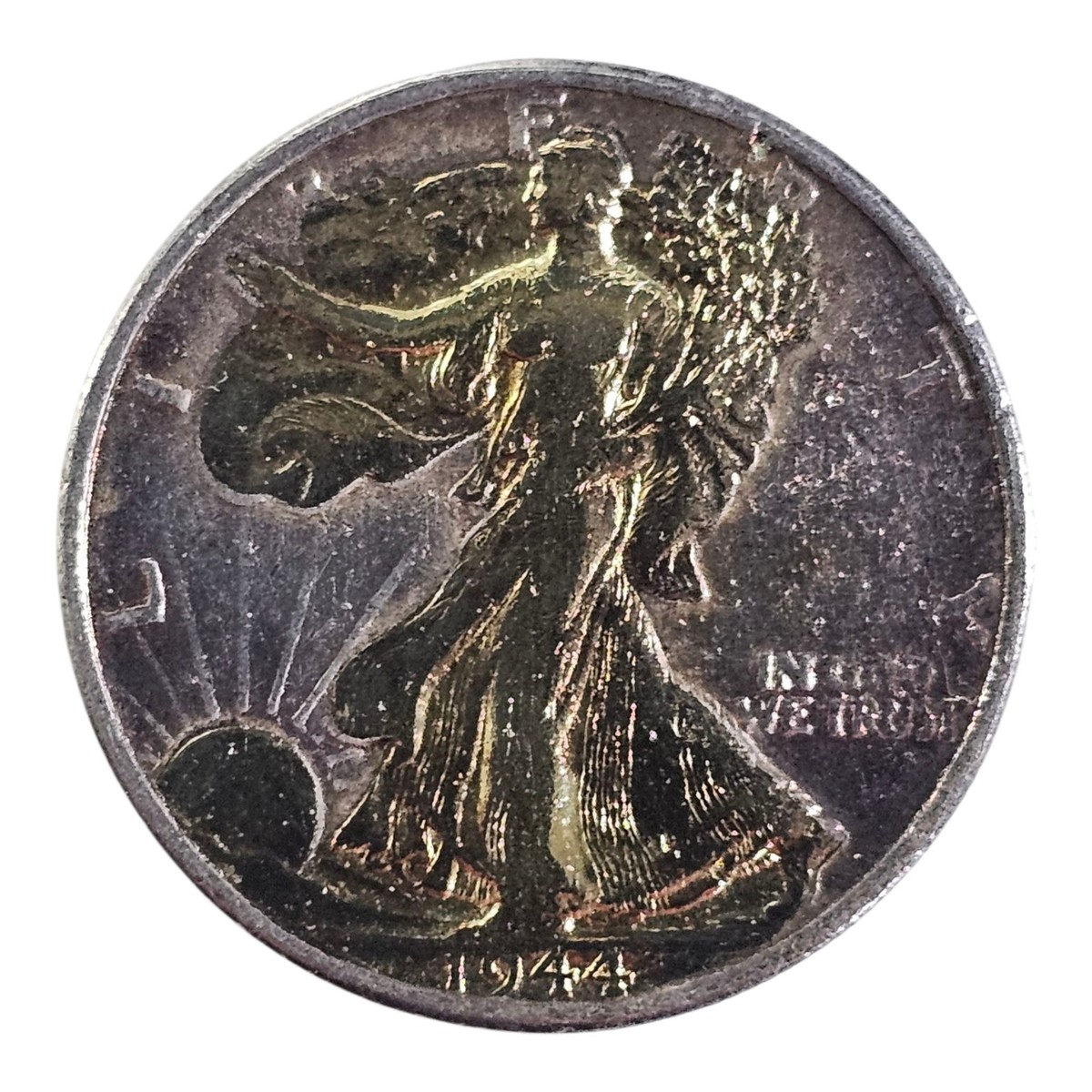 1944 Walking Liberty 90% Silver Half Dollar 50c Coin with Gold
