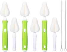 8 Piece Sponge Nipple Bottle Brushes Baby Bottle Brush W/ 3 Piece Nipple Cleaner