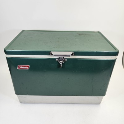 Coleman Cooler Ice Chest 1970s Green Metal Retro Vintage Camping Gear Storage