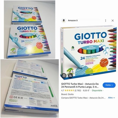 2 Stück Giotto Turbo Maxi Etuis 24x2 Stifte breite Spitze 5 mm super waschbar