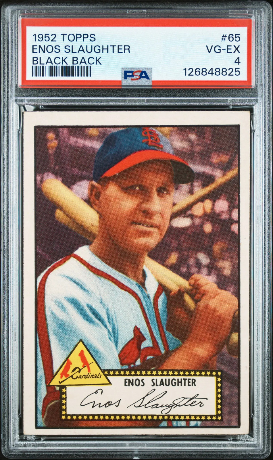1952 Topps #65 Enos Slaughter Black Back PSA 4 VG-EX!!