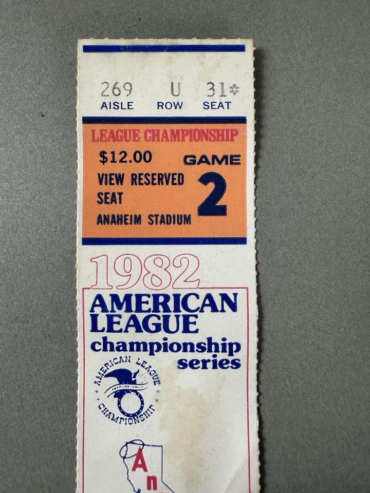 Reggie Jackson Molitor Home Run ALCS Game 2 Ticket Stub Brewers Angels MLB 1982 - Image 4 of 4