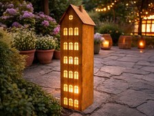 Metall Haus Edelrost Gartendekoration, 101 cm Höhe, 24 cm Breit, XXL Dekohaus