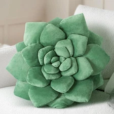 Greenery Inspired 3D Shaped Pillow - 17.8'' Flower Pillow.