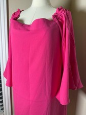 NWT Trina Turk Knox Dress Medium Pink Bell Sleeve Neck Shift Dress $258