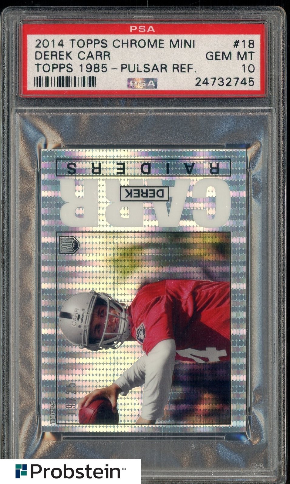 Derek Carr Topps Chrome Mini Topps 1985 #18 Pulsar Refractor