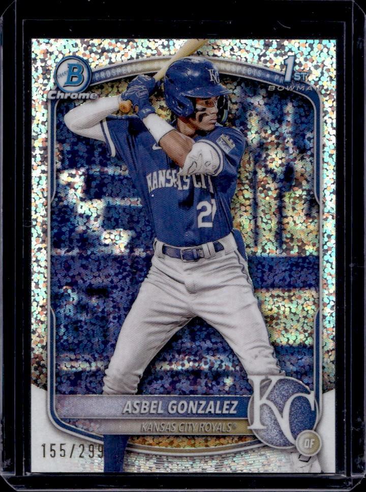 2025 Bowman Asbel Gonzalez Chrome Speckle Refractor 1st Prospect #155/299 Royals