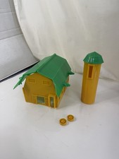Vintage Plastic Yellow Barn Silo Playset 1970s Retro Farm Toy