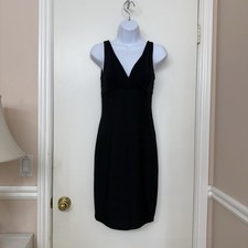 TART Bandage Dress S Black V Neck Sleeveless Bodycon Stretch Midi Clubwear
