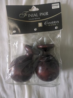 CAMBRIA CLASSIC WOOD FINIAL PAIR (SET OF 2) - Paragon - Aged Cherry/Solid/ 3inch