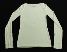 Loft Women's Crew Neck Modal Long Sleeve Shirt ZG3 Whisper White Size 2XS NWT