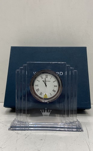 Waterford Metropolitan Crystal Desk Clock 6 Inch Art Deco Skyscraper Boxed