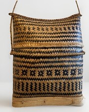 Vintage Handwoven Rattan Hanging Basket Wall Storage Boho Tribal Decor