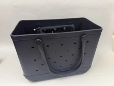 Navy Bogg Bag Large Tote With Bogg Brrr Soft Cooler Insert