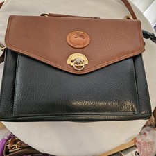 Vintage Dooney  Bourke All Weather Leather Brown Green Crossbody Briefcase Bag