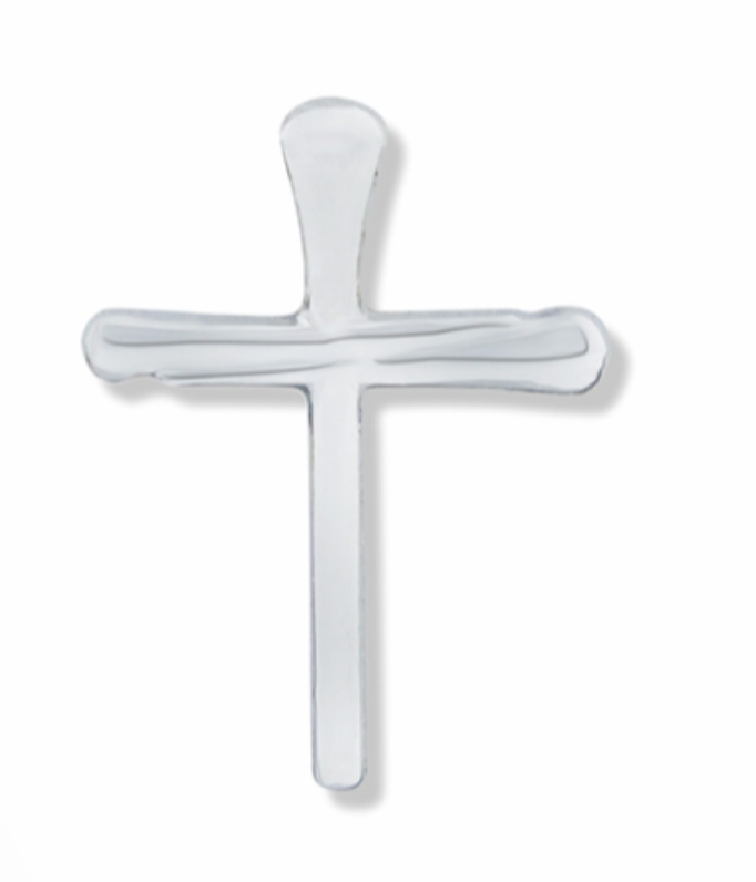 silver nail ends cross lapel pin