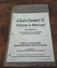 Cub Cadet 476 Loader Owner's Manual Installation And Maintenance Instructions