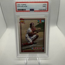 1991 Topps Dan Wilson Rookie #767 PSA 9 Reds MLB Baseball Card. rookie card picture