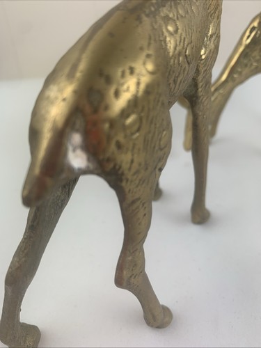Vintage Brass Deer Buck & Doe Mid Century Reindeer Spotted Patina Figurals - Picture 11 of 14