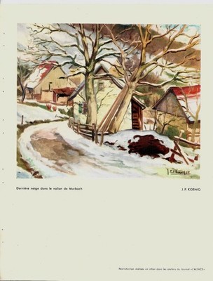 J.P. KOENIG ''Dernière neige dans le vallon de Murbach'' offset Journal L'Alsace