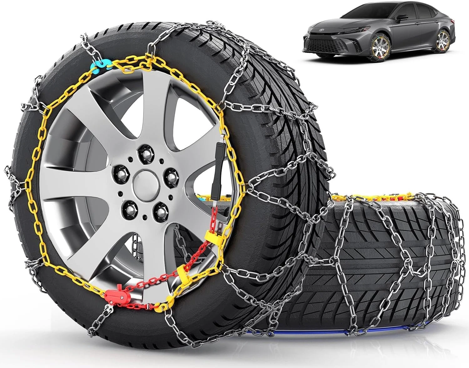 Snow-Chains Easy Install Tire-Chains, One-Pull Fit Design Tire Snow KN120