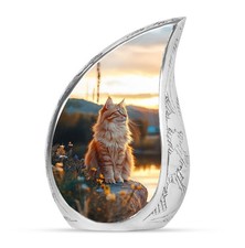 Graceful Cat Burial Large Urns for Ashes Dad, Unique Urn 10 Inch 