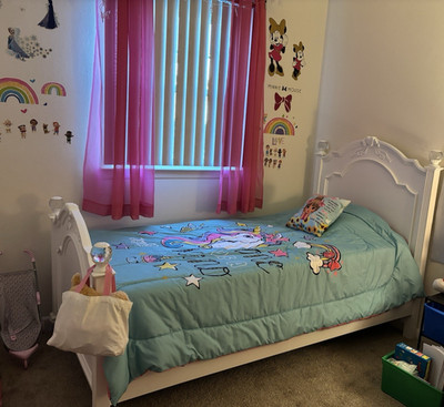 White Wooden Twin Bed Frame for Children's Bedroom, Contemporary Style