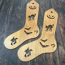 Wooden Sock Blockers - Halloween Themed - Size Medium