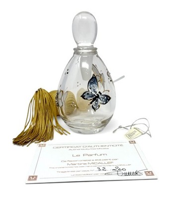 limited hand-painted crystal perfume bottle from the brand M. Micallef