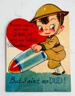 Vintage Valentine Card, Patriotic WW2 Military Army