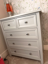 Julian Bowen chest of drawers, tall boy and bedside cabinet. Dove Grey